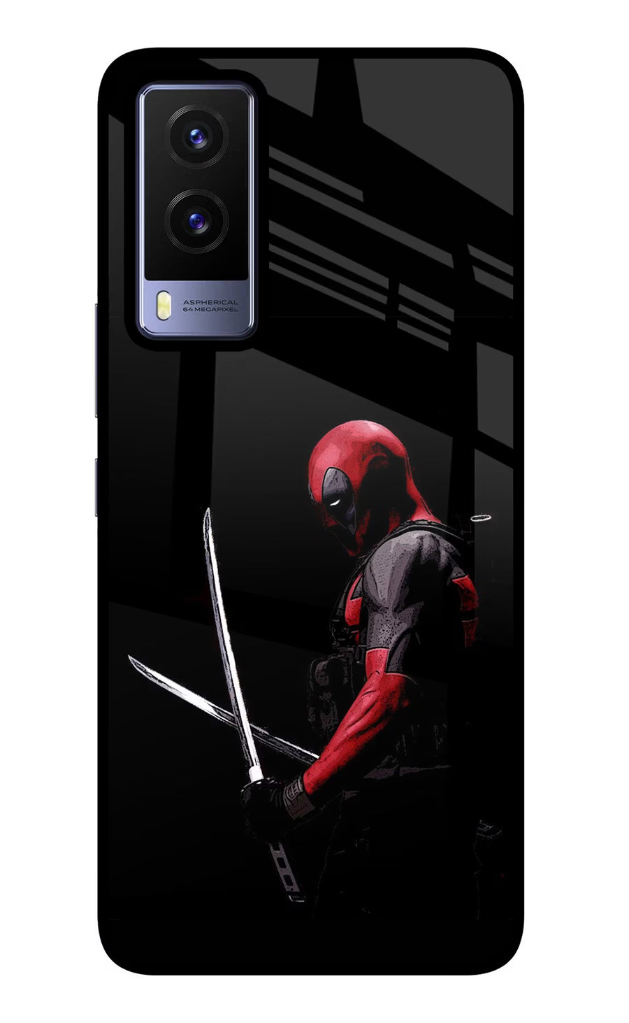 Deadpool Vivo V21E 5G Back Cover, Glass case