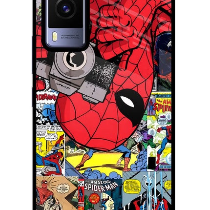 Spider Man Vivo V21E 5G Glass Case Back Cover by Casekaro