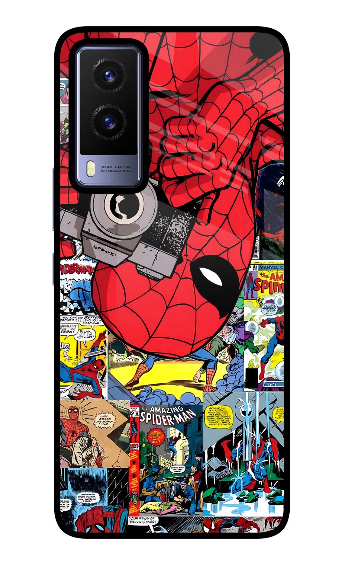 Spider Man Vivo V21E 5G Glass Case Back Cover by Casekaro