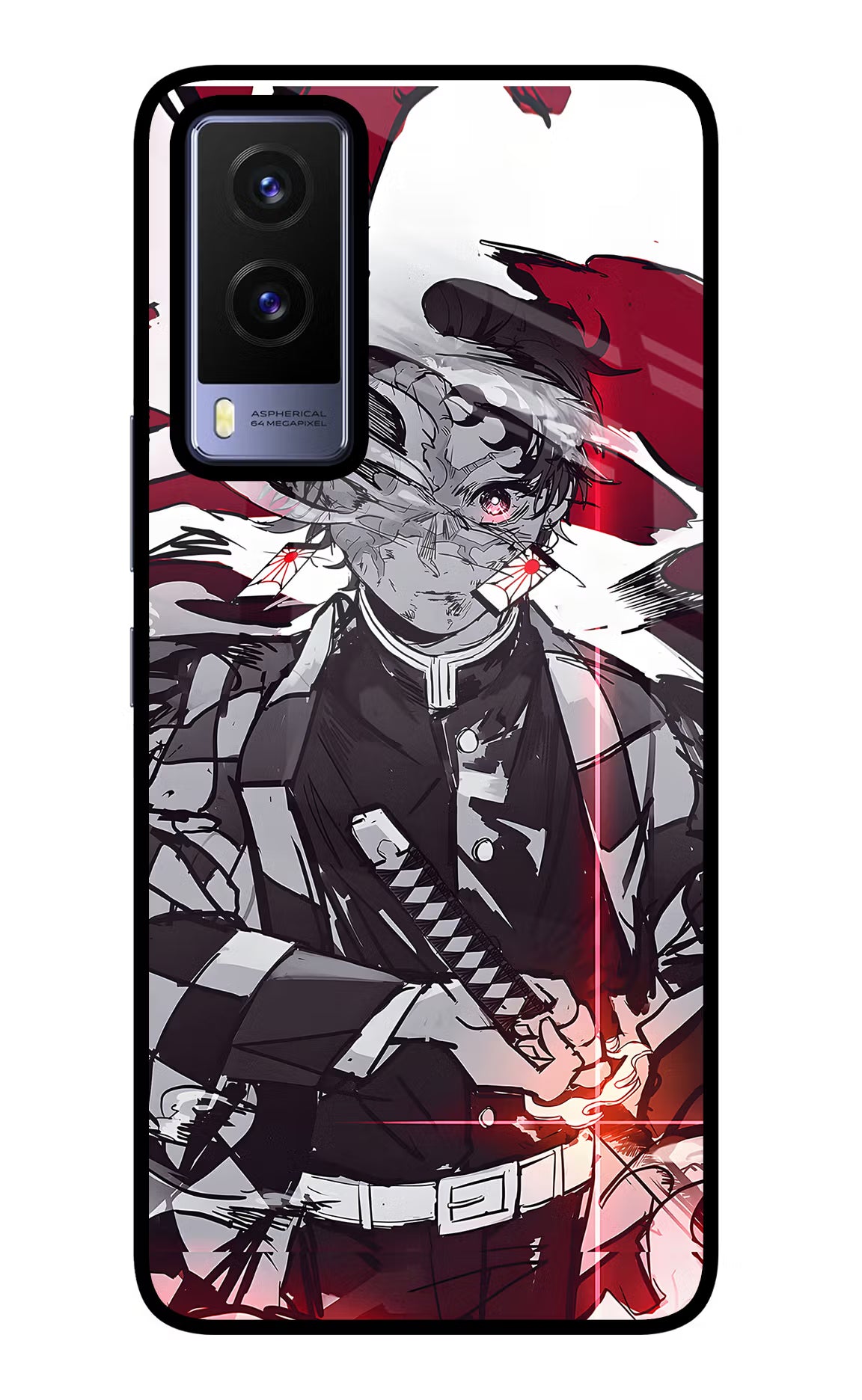 Demon Slayer Vivo V21E 5G Glass Case Back Cover by Casekaro