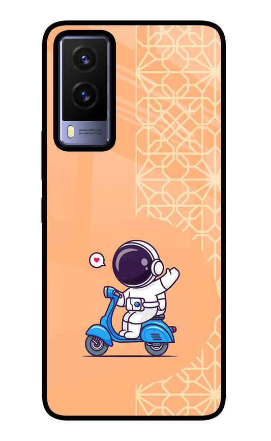 Cute Astronaut Riding Vivo V21E 5G Glass Case