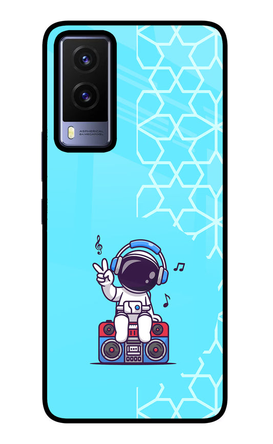 Cute Astronaut Chilling Vivo V21E 5G Glass Case