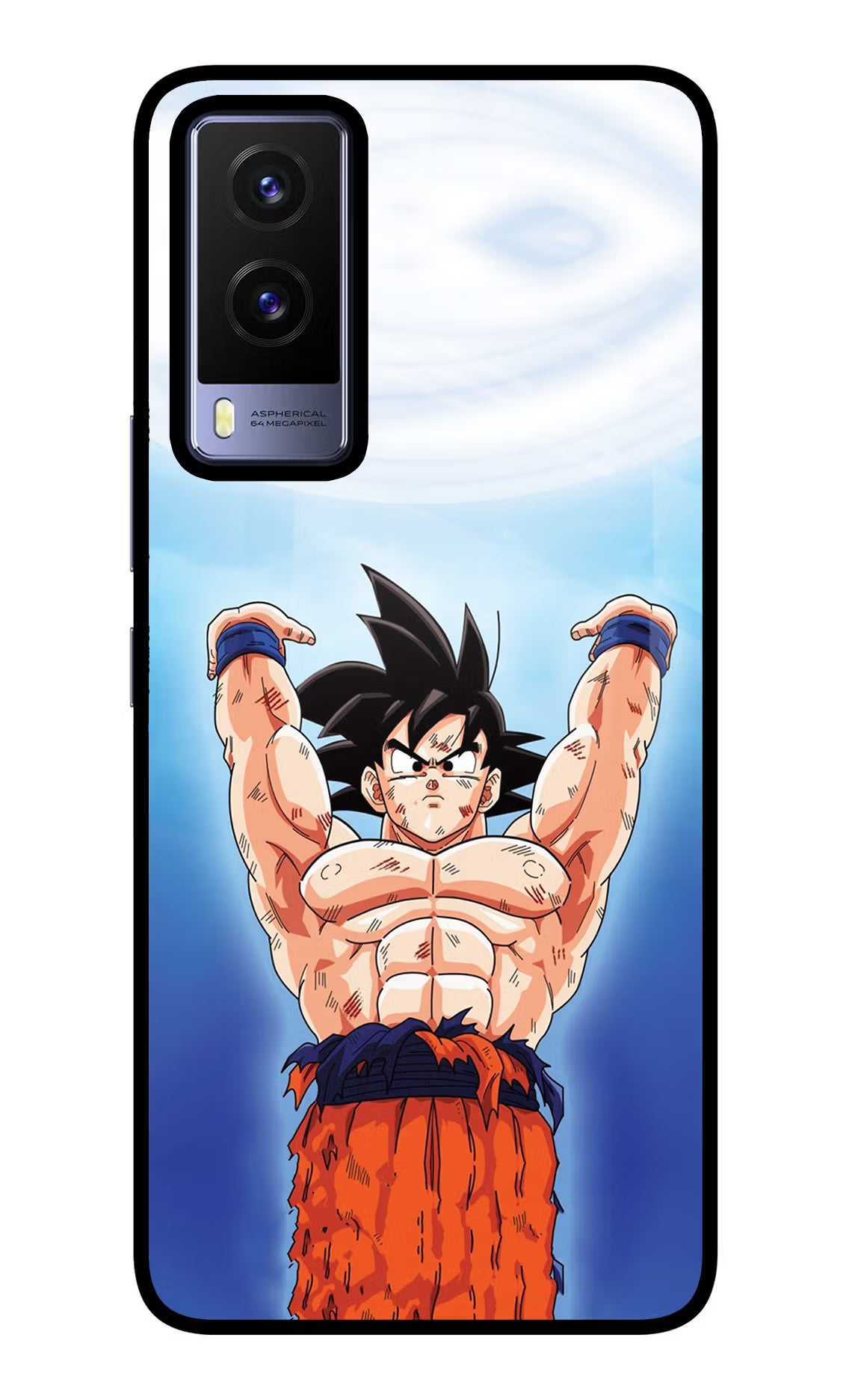 Goku Power Vivo V21E 5G Glass Case Back Cover by Casekaro