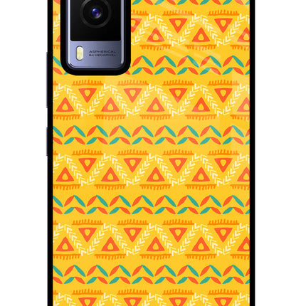 Tribal Pattern Vivo V21E 5G Glass Case Back Cover by Casekaro