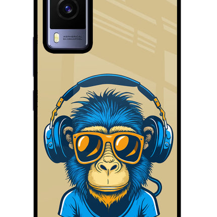 Monkey Headphone Vivo V21E 5G Glass Case Back Cover by Casekaro