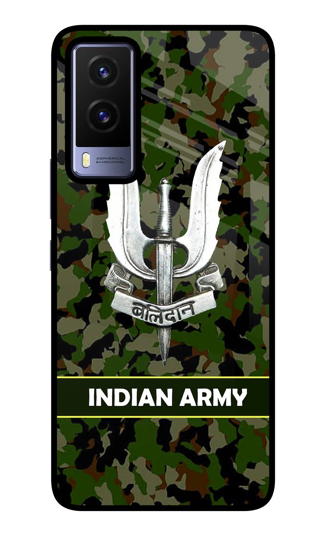 Balidan Indian Logo Vivo V21E 5G Glass Case Back Cover by Casekaro