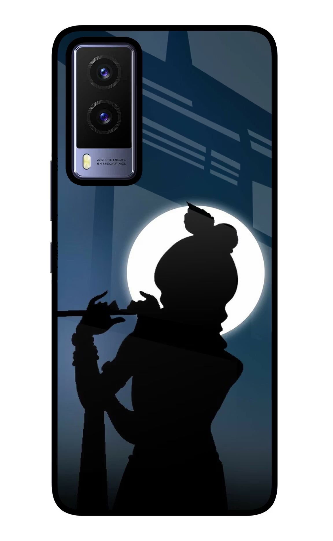 Shri Krishna Silhouette Vivo V21E 5G Glass Case Back Cover by Casekaro