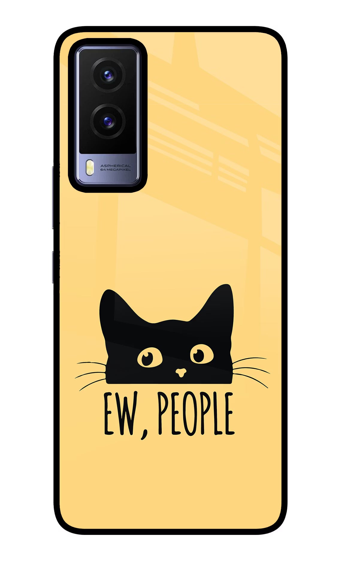 Ew People Catitude Vivo V21E 5G Glass Case Back Cover by Casekaro