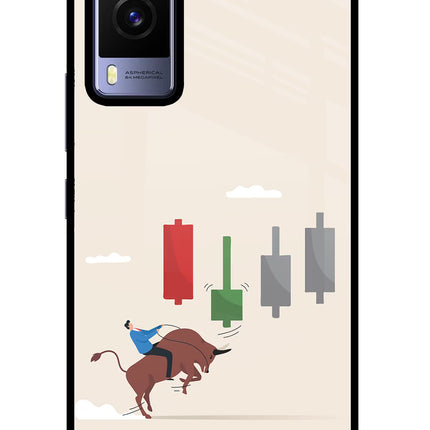Bull Trading Momentum Vivo V21E 5G Glass Case Back Cover by Casekaro