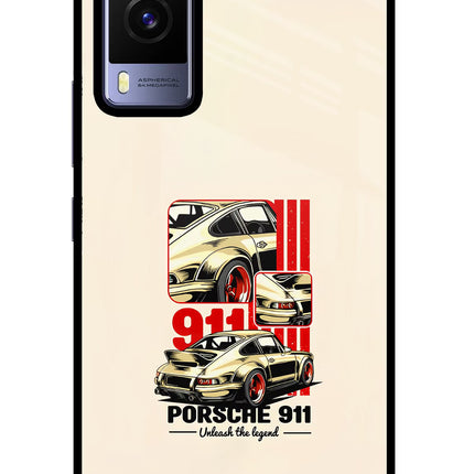 Classic Porsche 911 Vivo V21E 5G Glass Case Back Cover by Casekaro