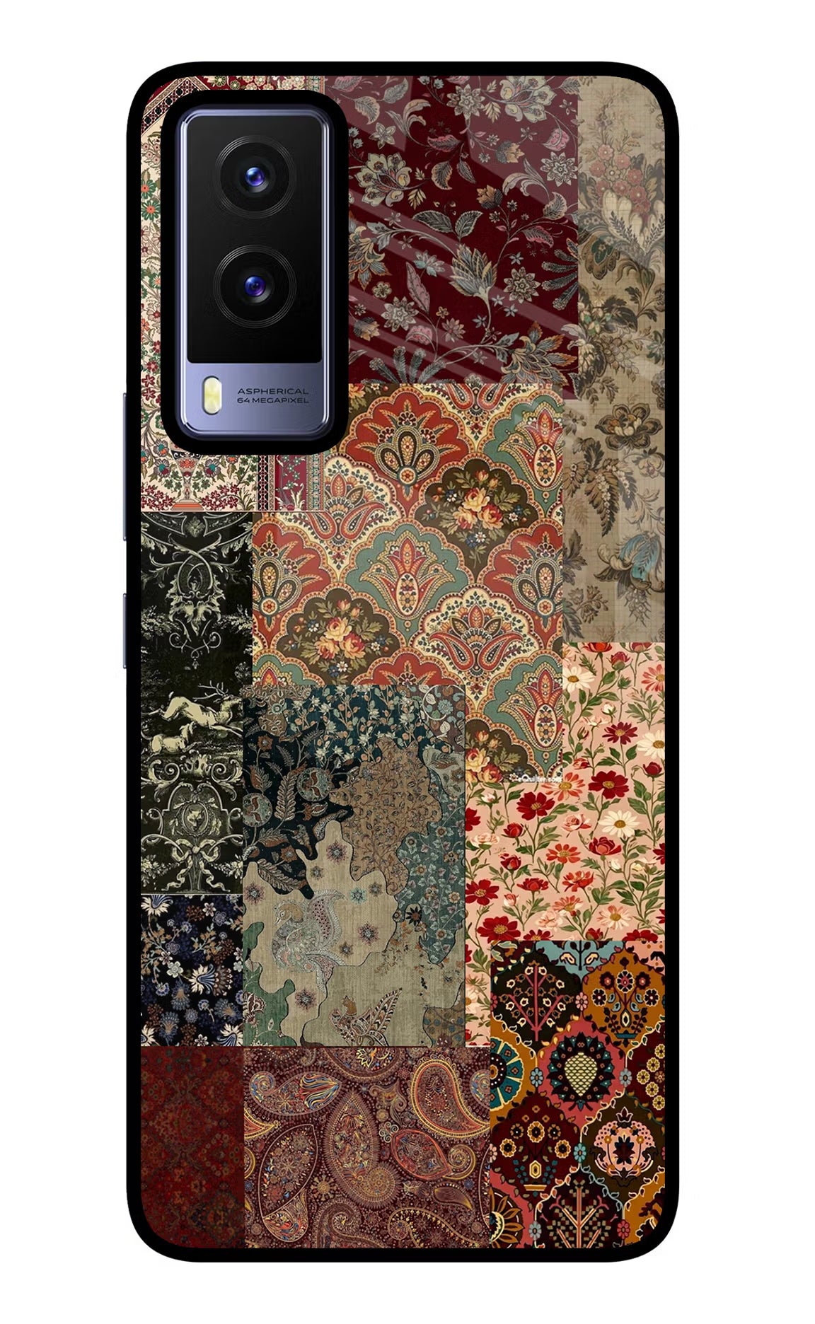 Desi Print Vivo V21E 5G Glass Case Back Cover by Casekaro