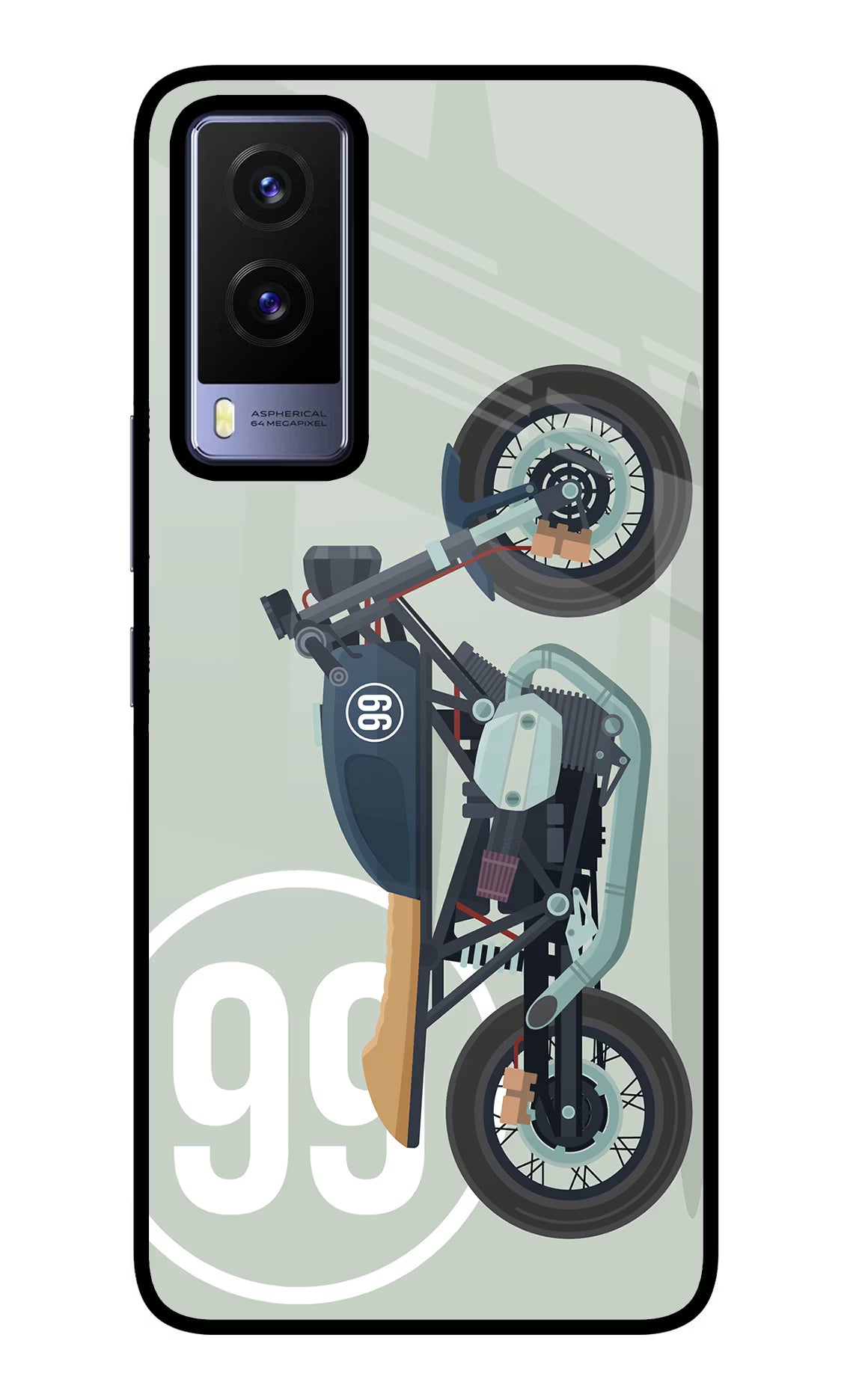 Classic Cafe Racer 99 Vivo V21E 5G Glass Case Back Cover by Casekaro