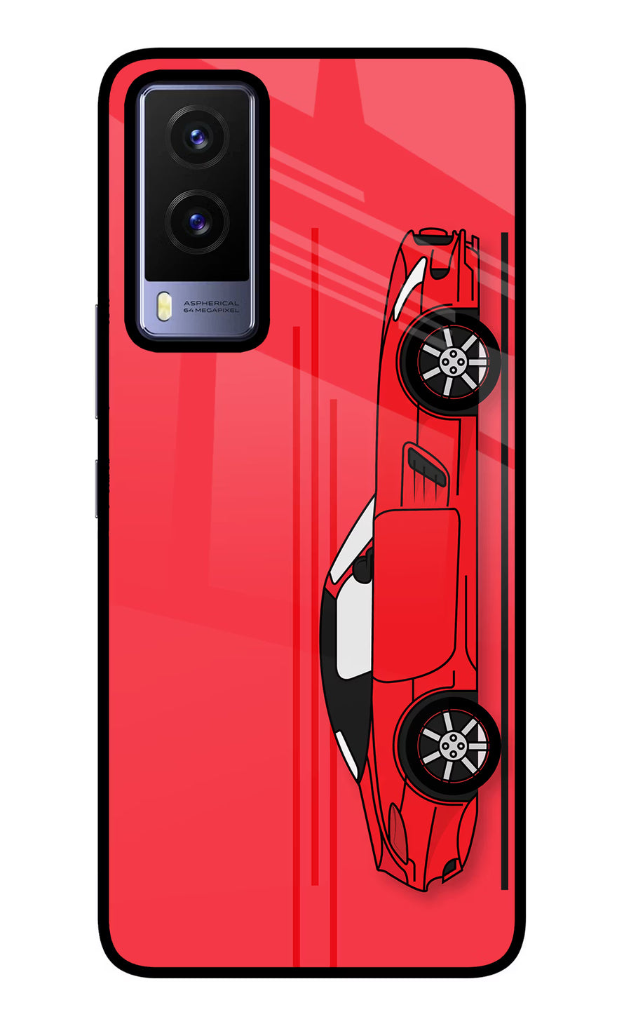 Red Velocity Vivo V21E 5G Back Cover, Glass case