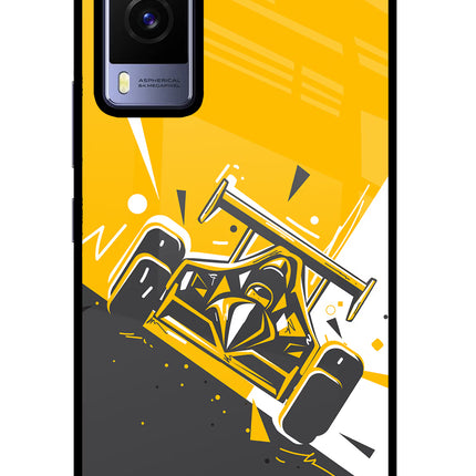 Track King Vivo V21E 5G Glass Case Back Cover by Casekaro