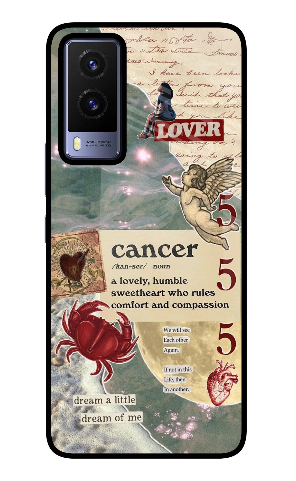 Cancer Zodiac Vivo V21E 5G Glass Case Back Cover by Casekaro
