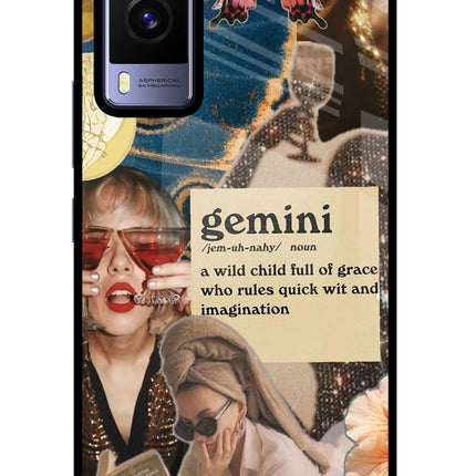 Gemini Zodiac Vivo V21E 5G Glass Case Back Cover by Casekaro