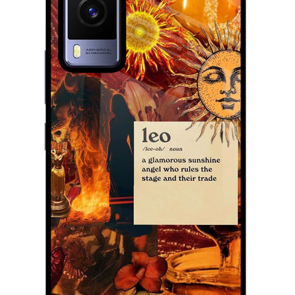 Leo Zodiac Vivo V21E 5G Glass Case Back Cover by Casekaro