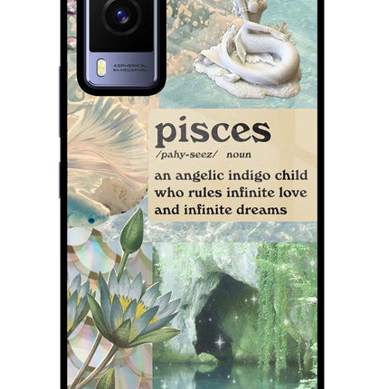 Pisces Zodiac Vivo V21E 5G Glass Case Back Cover by Casekaro