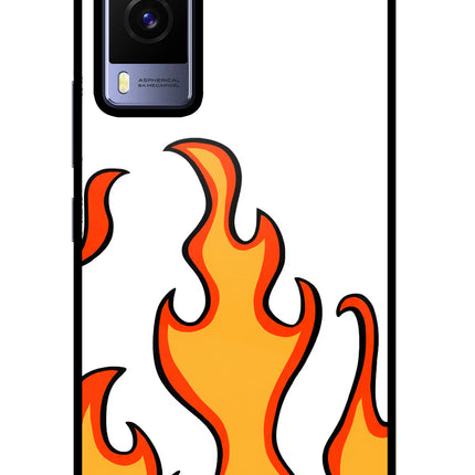 Fired Up – White Vivo V21E 5G Glass Case Back Cover by Casekaro