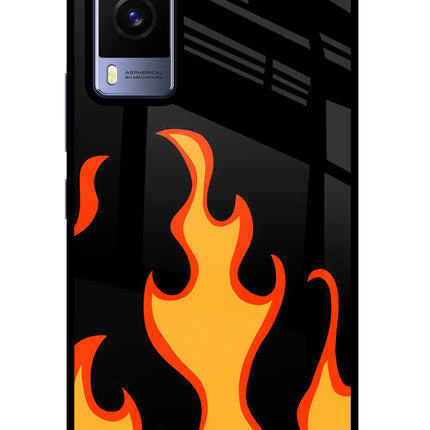 Fired Up – Black Vivo V21E 5G Glass Case Back Cover by Casekaro