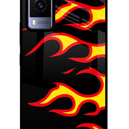 Side Sweep Flames Vivo V21E 5G Glass Case