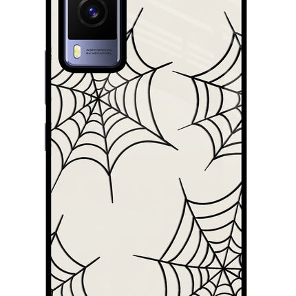 Spider Web Vivo V21E 5G Glass Case Back Cover by Casekaro
