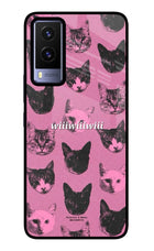 Pink Cats Vivo V21E 5G Glass Case