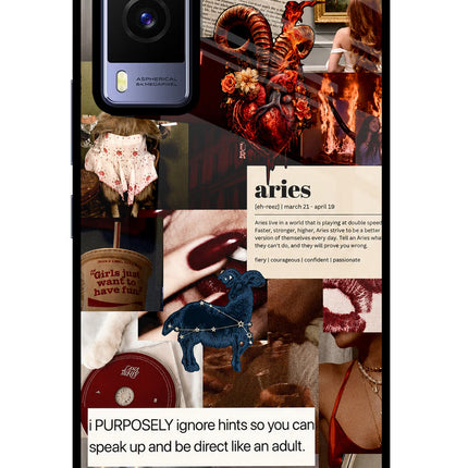 Zodiac Aries Vivo V21E 5G Glass Case