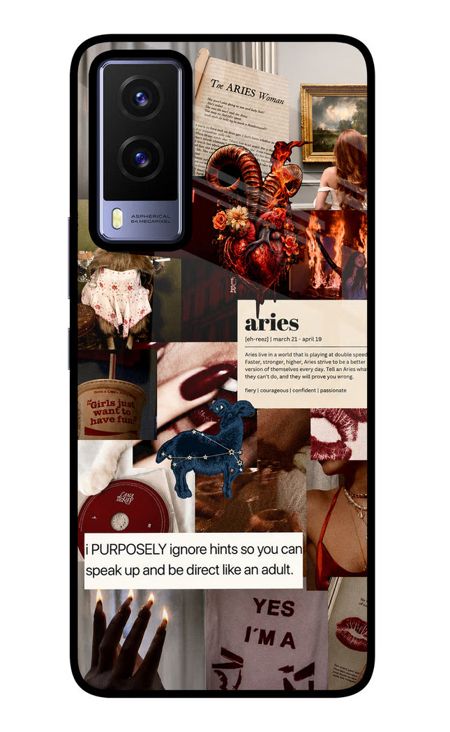 Zodiac Aries Vivo V21E 5G Glass Case