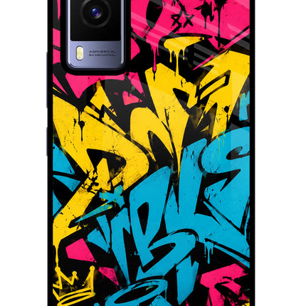 Graffiti Vibe Vivo V21E 5G Glass Case Back Cover by Casekaro