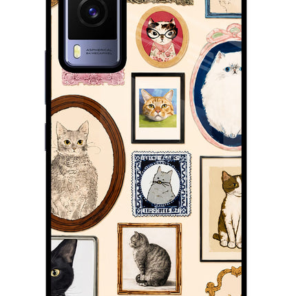 Mirror Cats Vivo V21E 5G Glass Case Back Cover by Casekaro