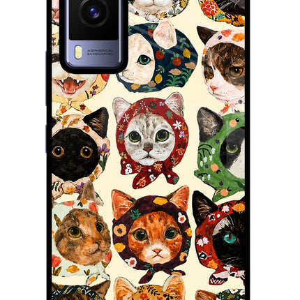 Cool Cat Vivo V21E 5G Glass Case Back Cover by Casekaro