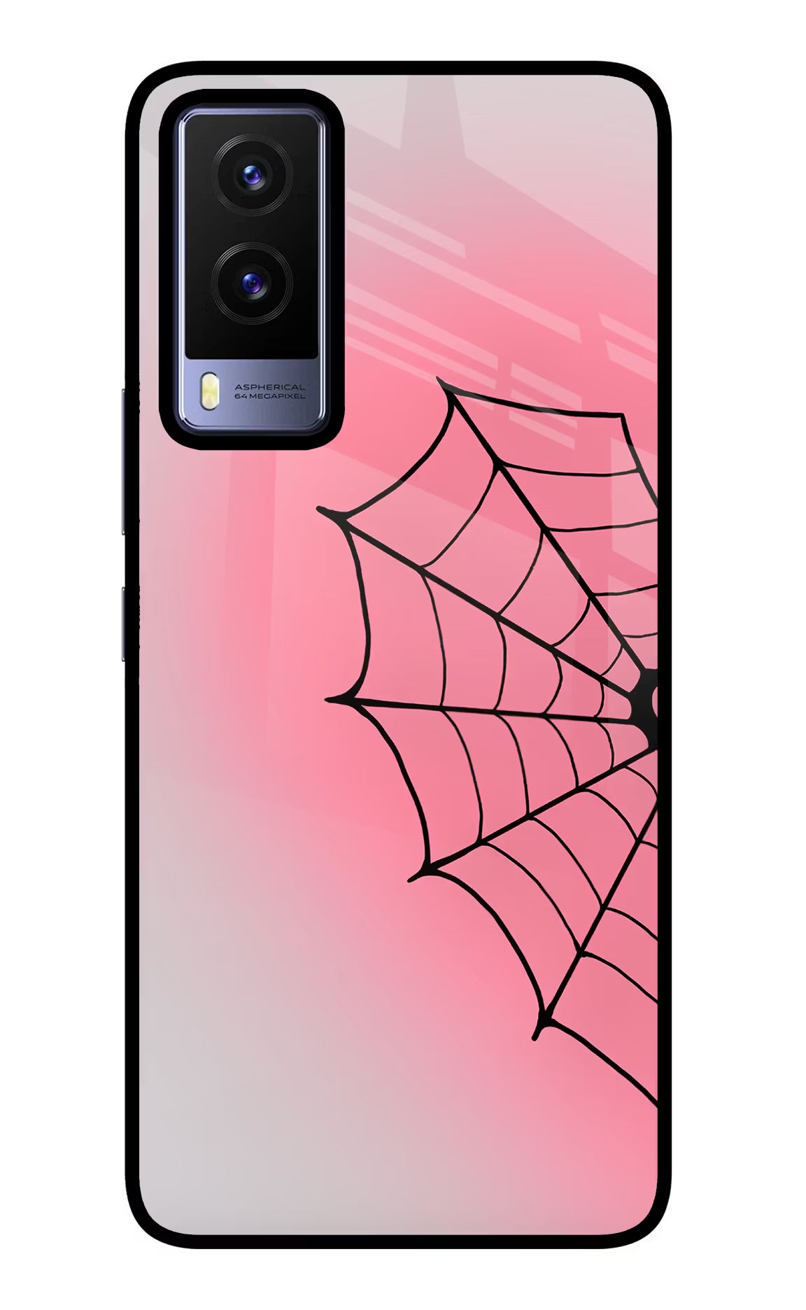 Pink Web Vivo V21E 5G Glass Case