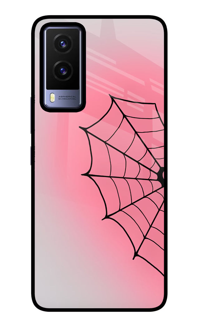 Pink Web Vivo V21E 5G Glass Case