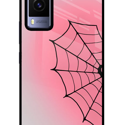 Pink Web Vivo V21E 5G Glass Case Back Cover by Casekaro