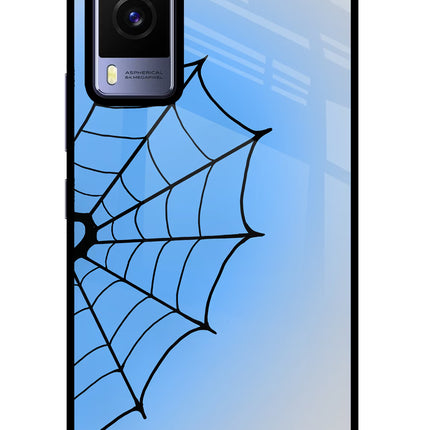 Blue Web Vivo V21E 5G Glass Case Back Cover by Casekaro