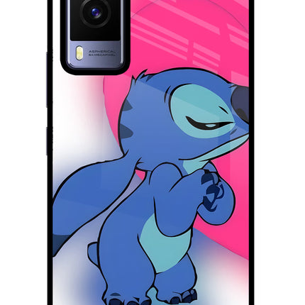 Stitch Hug Vivo V21E 5G Glass Case Back Cover by Casekaro