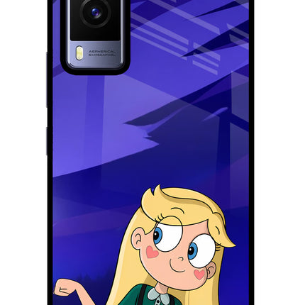 Star Glow Vivo V21E 5G Glass Case Back Cover by Casekaro