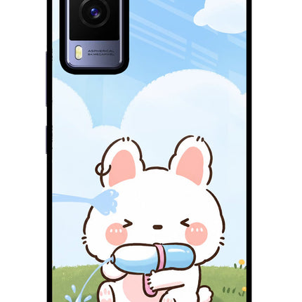 Bunny Treat Vivo V21E 5G Glass Case Back Cover by Casekaro