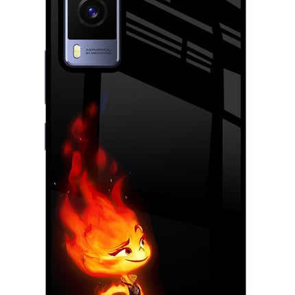 Ember Flame Vivo V21E 5G Glass Case Back Cover by Casekaro