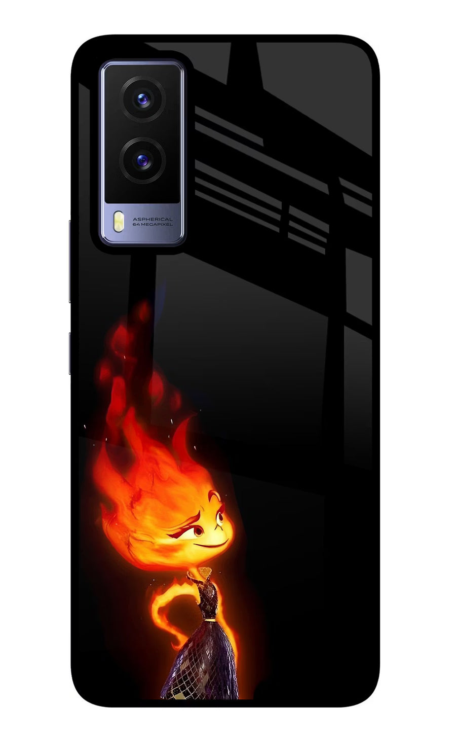 Ember Flame Vivo V21E 5G Back Cover, Glass case