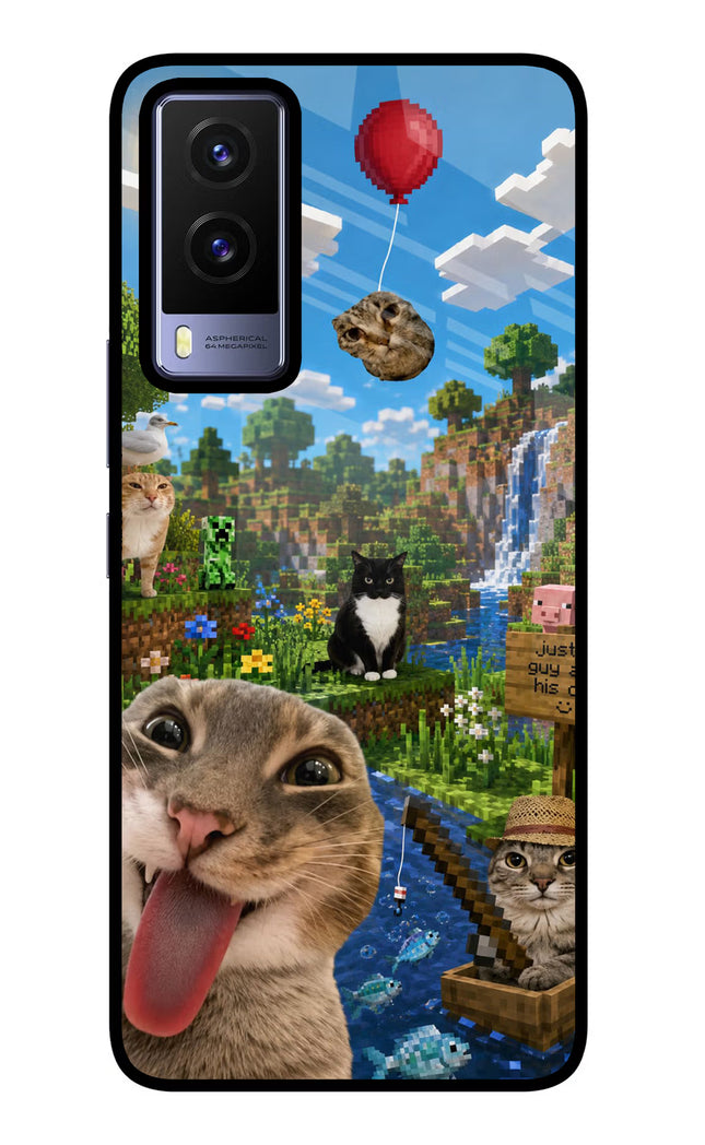 Minecraft Cat Chaos Vivo V21E 5G Glass Case