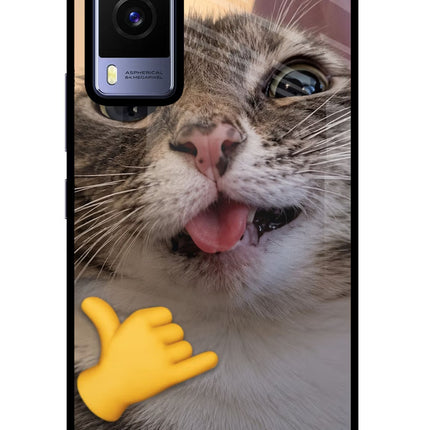Silly Cat Call Vivo V21E 5G Glass Case Back Cover by Casekaro