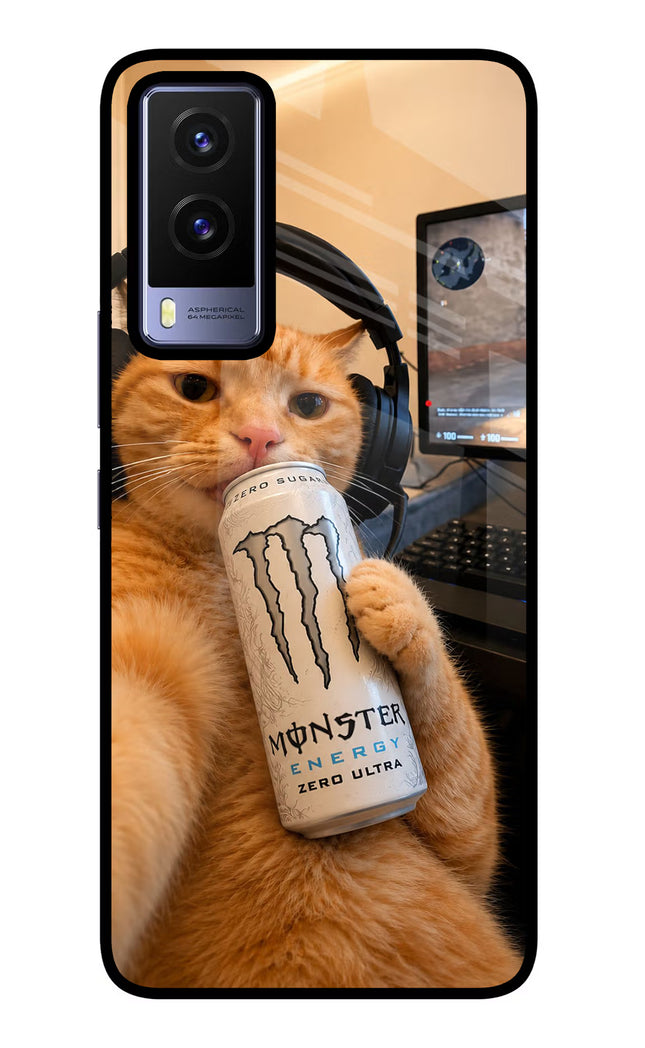 Gamer Cat Energy Vivo V21E 5G Glass Case