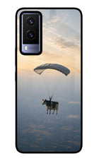 Skydiving Cow Vivo V21E 5G Glass Case