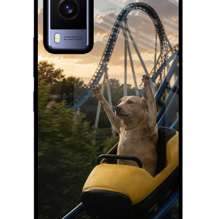 Rollercoaster Dog Vivo V21E 5G Glass Case