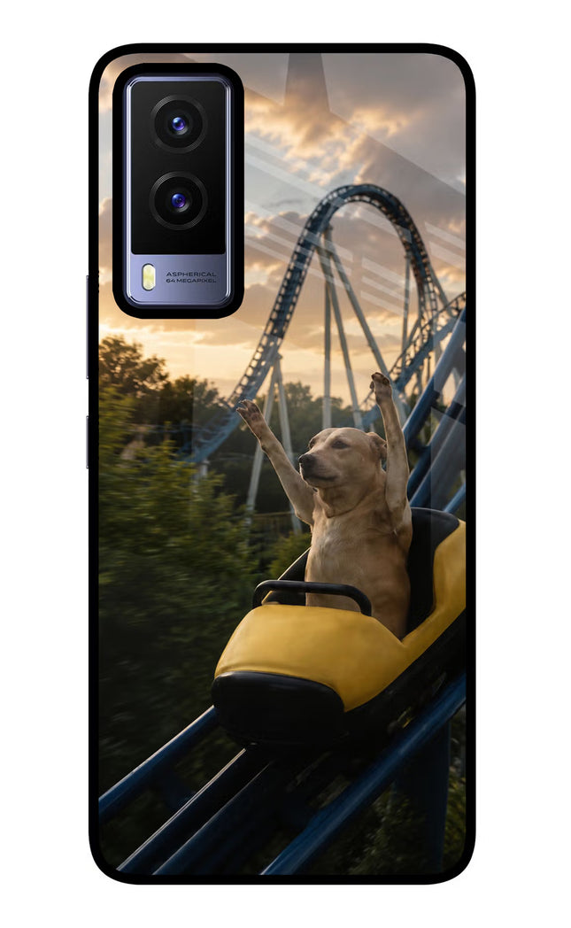 Rollercoaster Dog Vivo V21E 5G Glass Case