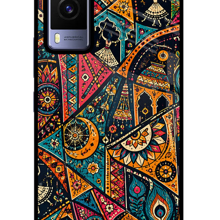 Folk Print Vivo V21E 5G Glass Case