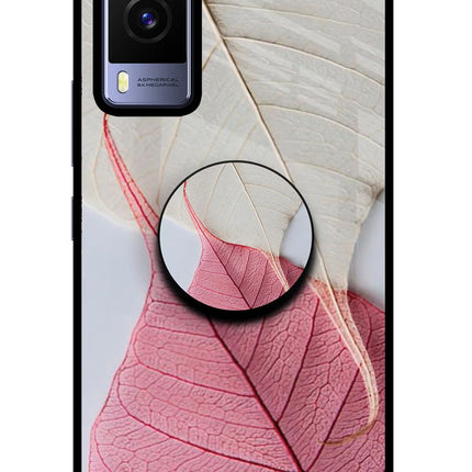 White Pink Leaf Vivo V21E 5G Pop Case by Casekaro