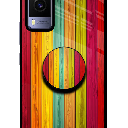 Multicolor Wooden Vivo V21E 5G Pop Case by Casekaro